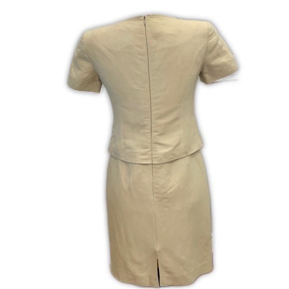 Evan Picone vintage 80s 1 piece suit dress in khaki with gold buttons - Picture 3 of 9